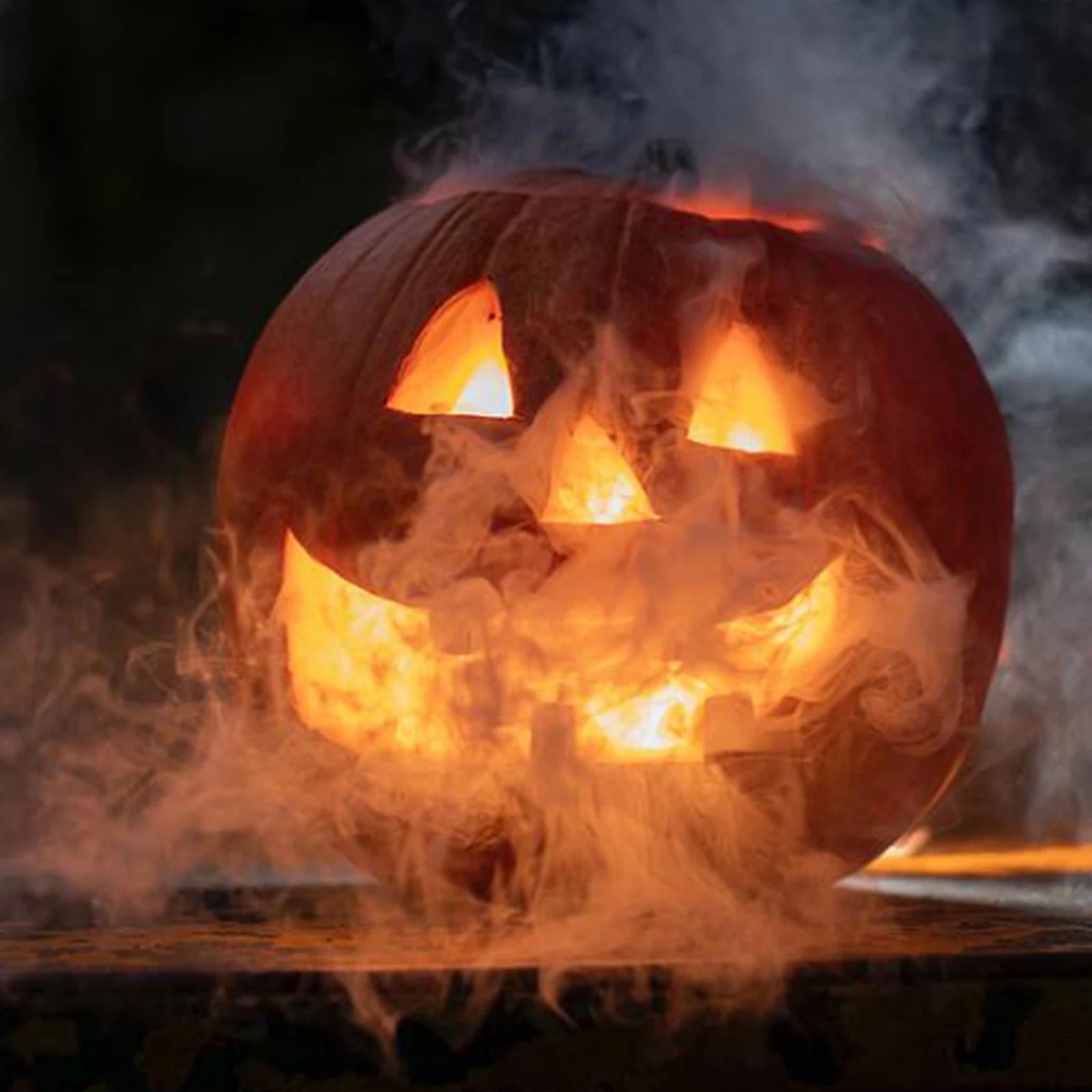 Halloween Mist Maker LED Pumpkin Light Mist Fountain Pond Fogger Machine Atomizer  Smart Control Mister with 12 colorful lights