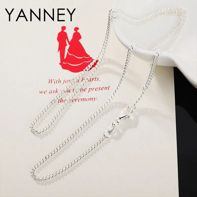 925 sterling silver Necklace For Woman 2MM 16-30 Inches Side Link Chain Necklace Fashion Wedding Gift Charm Jewelry Wholesale