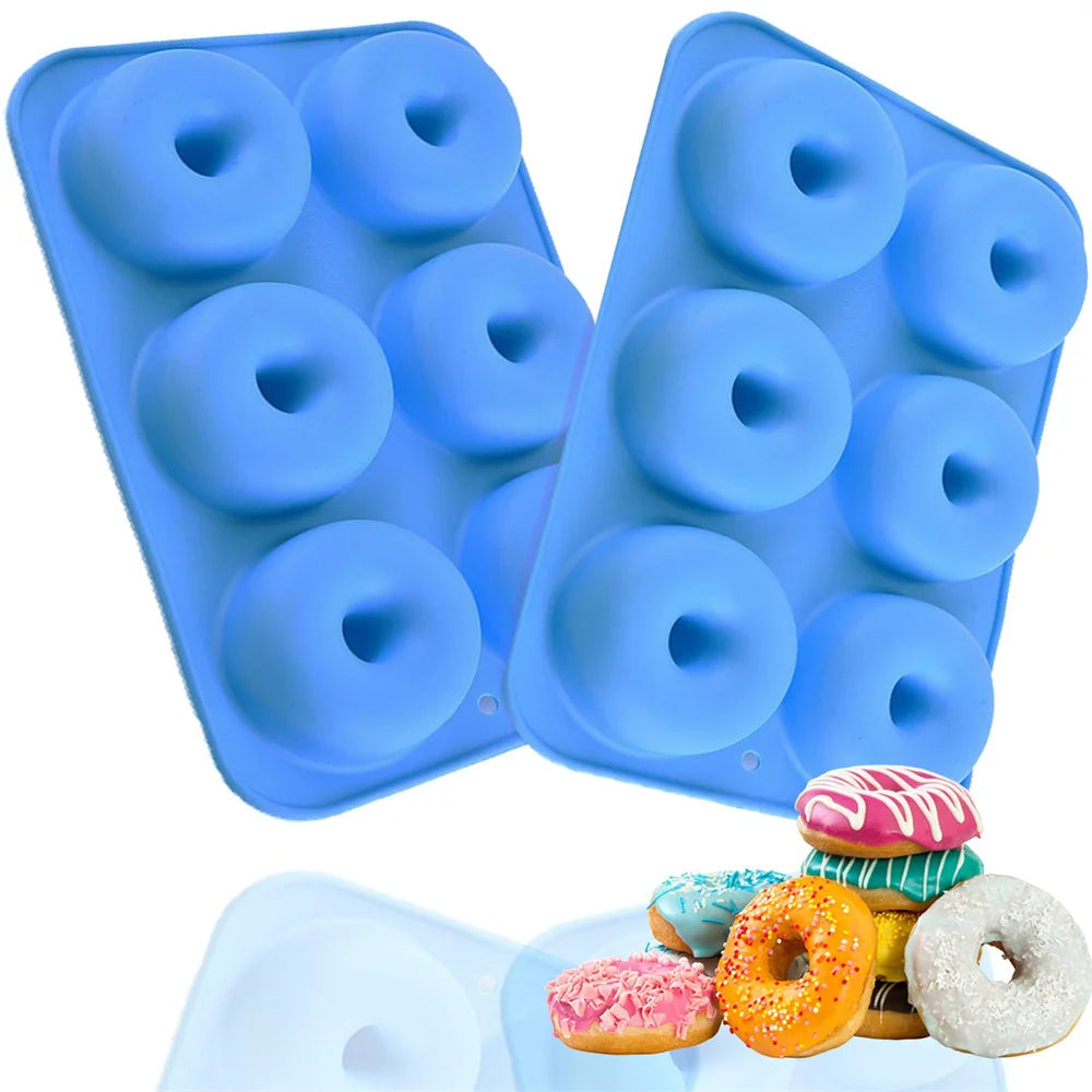 Heat Resistant Silicone Donut Mold for 6 Doughnuts Food Grade Silicone Bagels Pan for Baking Non Stick Mini Cupcake Mould