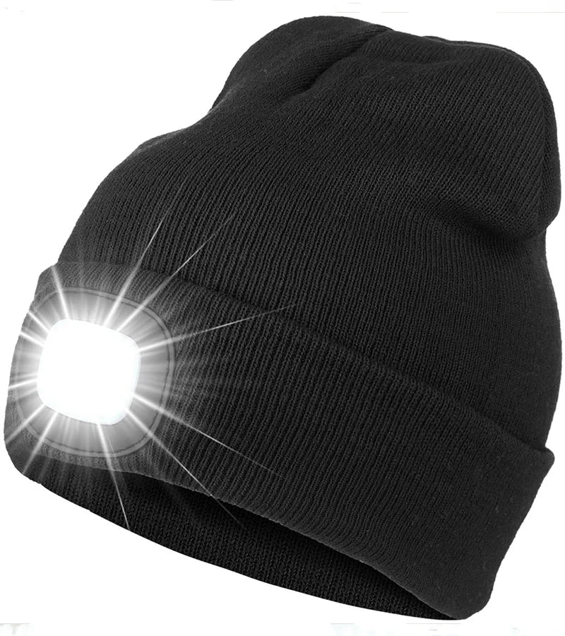 Led Light Knitted Hat Warm Elastic Beanie Autumn Winter Outdoor Sports Night Hiking Fishing Camping Glow Bonnet Unisex Headlight