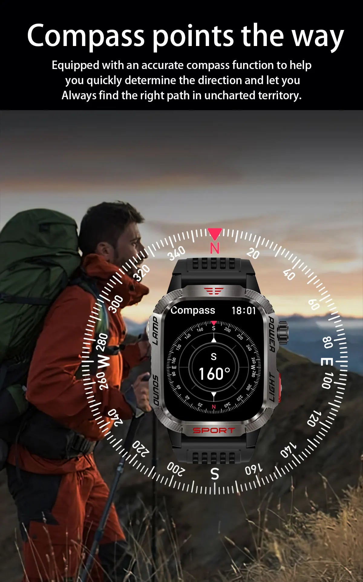 Bulbusbow 2024 Outdoor Smart Watch for Xiaomi - 2.01-Inch HD AMOLED Screen, GPS, Compass, Bluetooth Calling, Long Battery Life