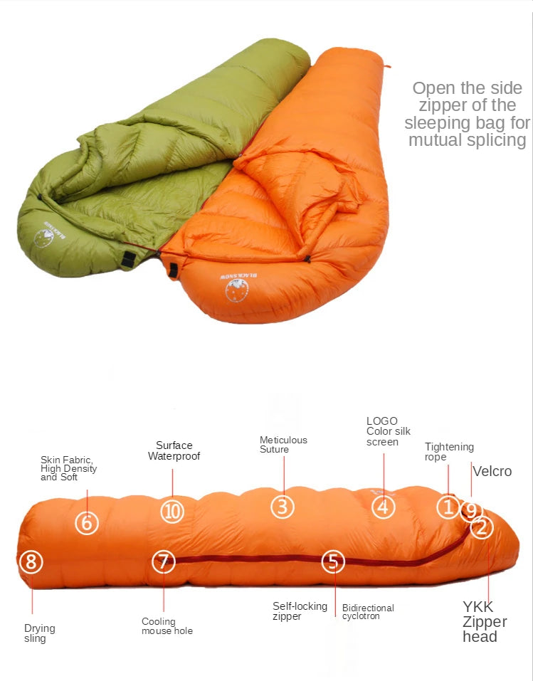 Camping Sleeping Bag Very Warm White Goose Down Adult Mummy Style Sleep Bag 4 Kind of Thickness for Autumn Winter Outdoor Travel