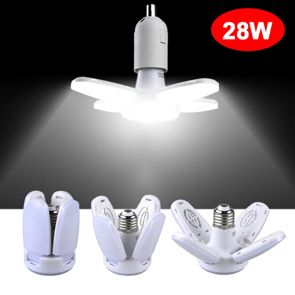 28W Fan Shape LED Bulb E27 LED Lamp Foldable AC220V Light Bulbs For Home Living Room Warehouse Garage Ceiling Light