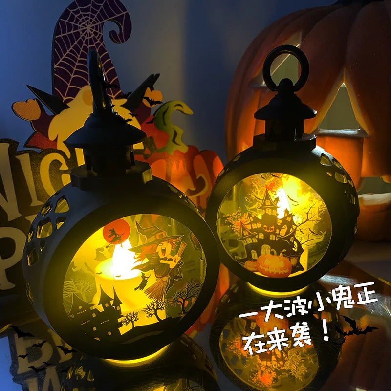 1PC Halloween Decoration Luminous Night Light Led Pumpkin Lamp Electronic Candle Light Ghost Festival Creative Arrangement Props