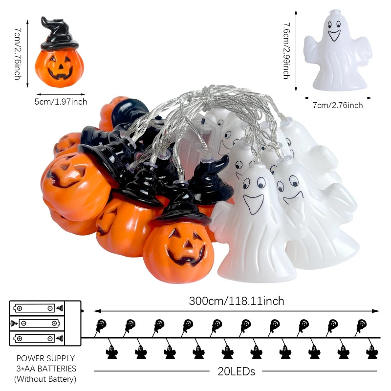 Halloween LED light string,Outdoor Ghosts,Pumpkin colored light string,for yard,Party Kids want candy atmosphere Lights