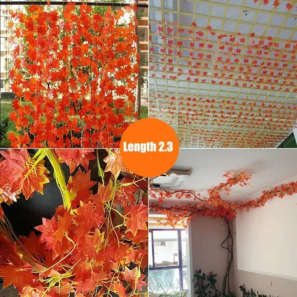 30-1PC Artificial Maple Leaves String Maple Leaf Garland Plants Christmas Garden Indoor For Wedding Party Home Autumn Decoration