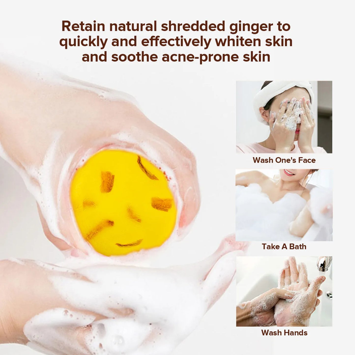 Turmeric Soap Face Deep Cleaning Anti Acne Dark Spot Ginger Handmade Whitening Moisturizing Soap For Body 100g