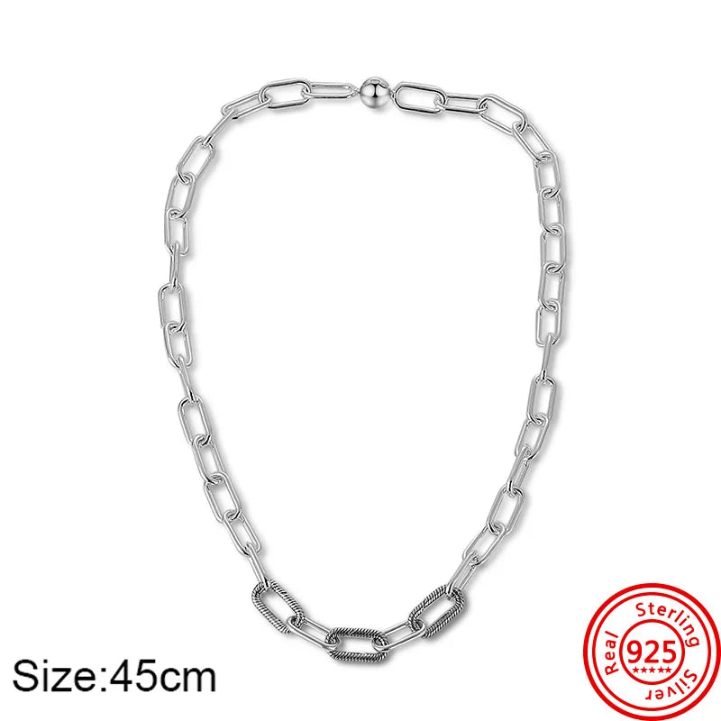 925 Sterling Silver Brand Moments Snake Chain Necklace Original Pantora Charm Beads For Women DIY Jewelry Gift