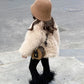 Coats 2023 Wintre New Girls Plush Thickening Children Clothing Versatile Furs Cotton Fashion Outerwear Simple Warm