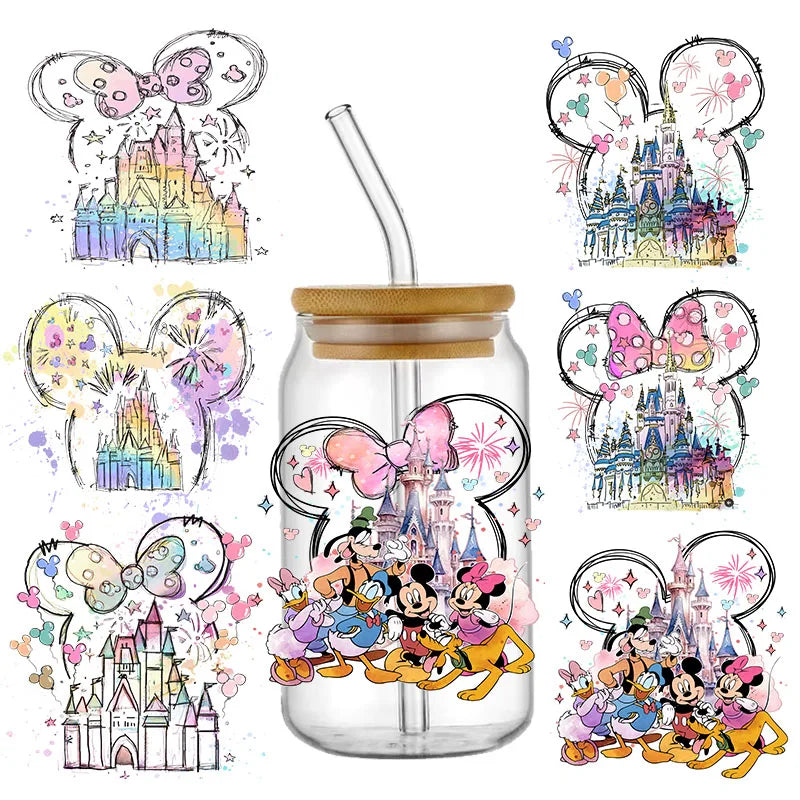 Disney Mickey Mouse 3D Transfer Sticker For 16oz Libbey Glass Waterproof Mug Cup Wraps UV DTF Stickers Custom Decal Logo