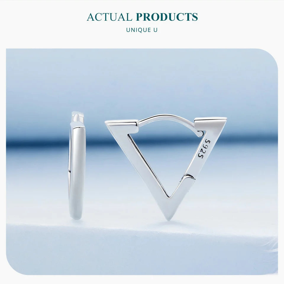 BAMOER 925 Sterling Silver Small Triangle Earrings for Women Geometric Hoop Earrings Hypoallergenic Earrings for Women Girls