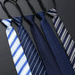 Elegant Blue Black Striped Men Shirt Business Dress Zipper Neck Lazy Ties Vestisens Accessories Wedding Groom