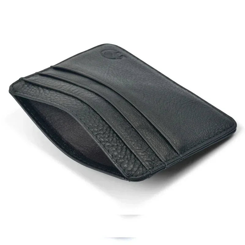 New Thin Genuine Leather Mini Wallet Slim Bank Credit Card Holder Men's Business Small ID Case For Man Purse 6 Slots Cardholder