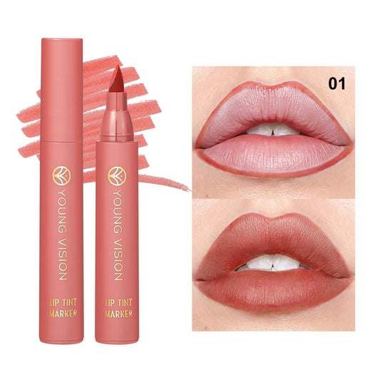 Bulbusbow Matte Lipstick Lip Dye Pen Lipliner Waterproof Lasting Sexy Matte Lip Liner Contour Pen Lipgloss Makeup Non-Stick Cup Cosmetics