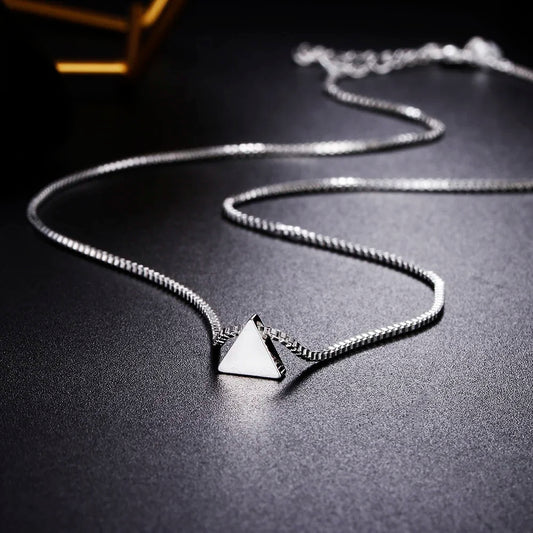 High quality 925 Sterling Silver fine geometry triangle Pendant Necklace For Women Fashion wedding party Jewelry Holiday gifts