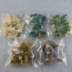 12 Pieces Mini Christmas Tree Sisal Silk Cedar Table Top Decorations Small Christmas Tree Gold Mini Tree Window DIY Decorations