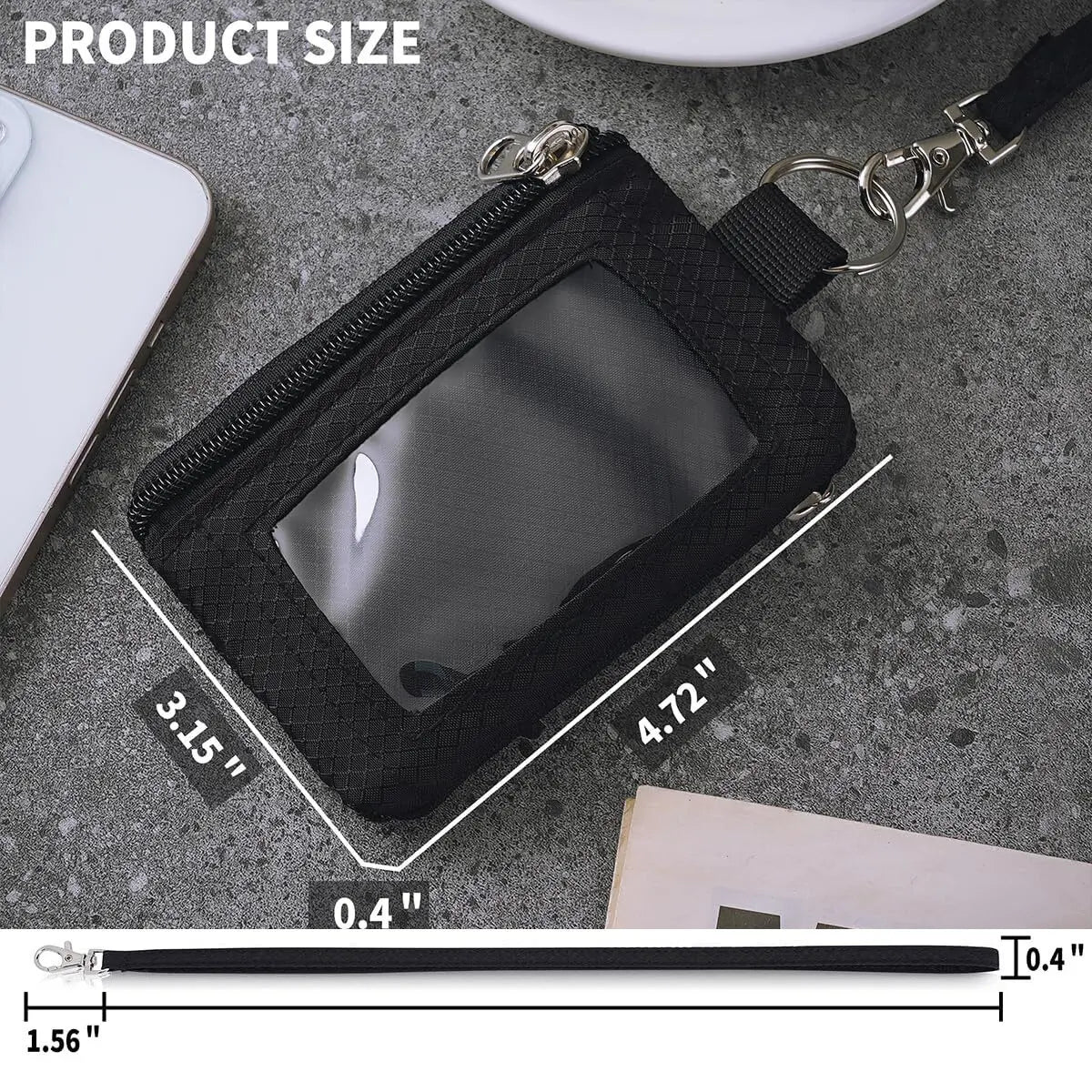 Wallet ID Badge Holder Waterproof Nylon Zipper Pouch and Lanyard Student Bus Transfer Cards Cash Coin Travel Bag RFID Blocking