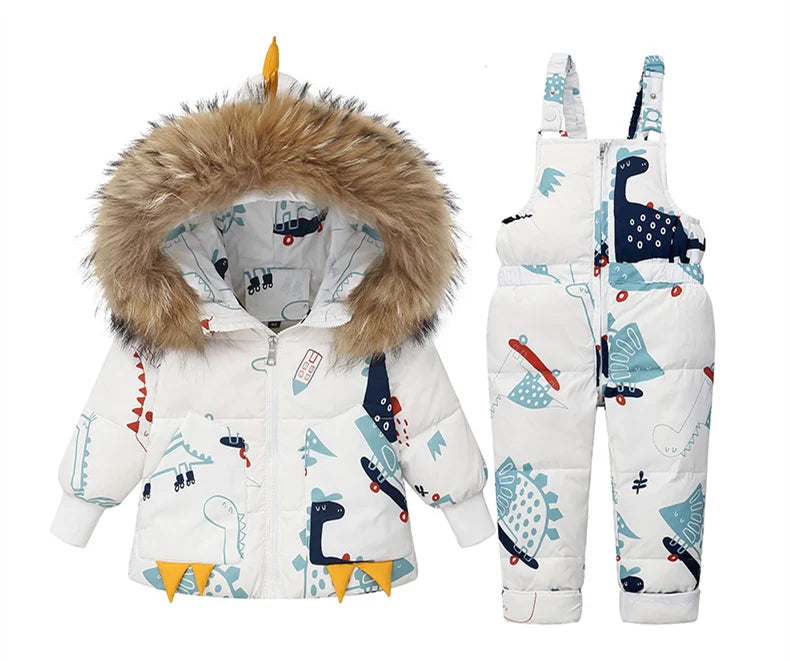 Children Clothing Set Hooded Parka Boy Baby Overalls toddler Girl Clothes Winter Warm Down Jacket Kids dinosaur Coat Snowsuit