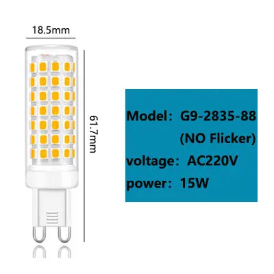 G9 led 9W 12W 15W 20W AC110V 220V   led lamp  SMD 2835 LED g9 cold /warm/natural light  Replace 30/40W halogen lamp light