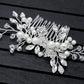 Bulbusbow's Handmade Pearl Crystal Leaf Tiara Headband, featuring a geometric crystal design adorned with pearls. Perfect bridal hair ornament for weddings and special occasions, crafted with high-quality materials