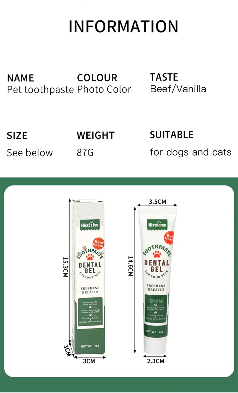 Pet Dog Tootpaste Cleaning Supplies Vanilla Beef Flavor Pet Cat Dog Toothpaste