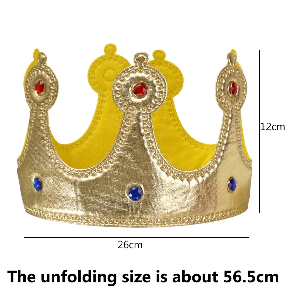 1-10PCS Golden Birthday Crown Hats Non-woven Fabric Rhinestone Prince Princess Crowns For Birthday Parties Children's Day Gifts