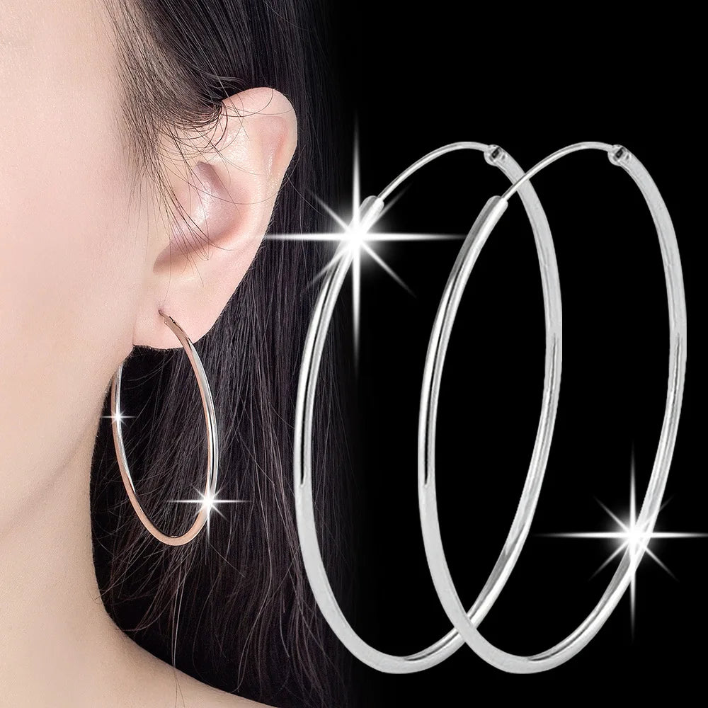 Bulbusbow 925 Sterling Silver Round Hoop Earrings for Women