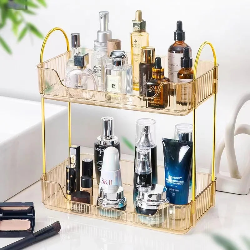 Bathroom Corner Storage Organizer Shelf Home Makeup Skincare Shampoo Lipstick Tabletop Holder Cosmetic Desk Kitchen Rack