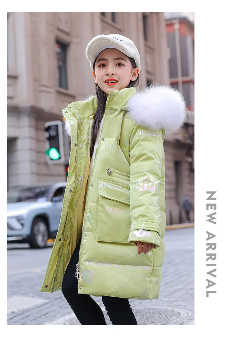 New Winter Down cotton Jacket Girls Waterproof Hooded Coat Children Outerwear Clothing Teenage 5-16Y clothes Kids Parka Snowsuit