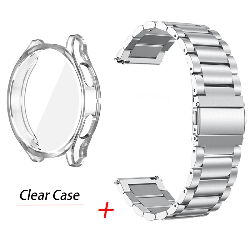 Metal Strap & TPU Case Protector for Samsung Galaxy Watch 6/5/4 Classic & Active 2 – Fits 40mm, 44mm, 43mm, 47mm | Bulbusbow