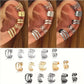 Bulbusbow Hollow Leaf Design Clip On Earrings Set for Women in Geometric Punk Style with Zinc Alloy Finish