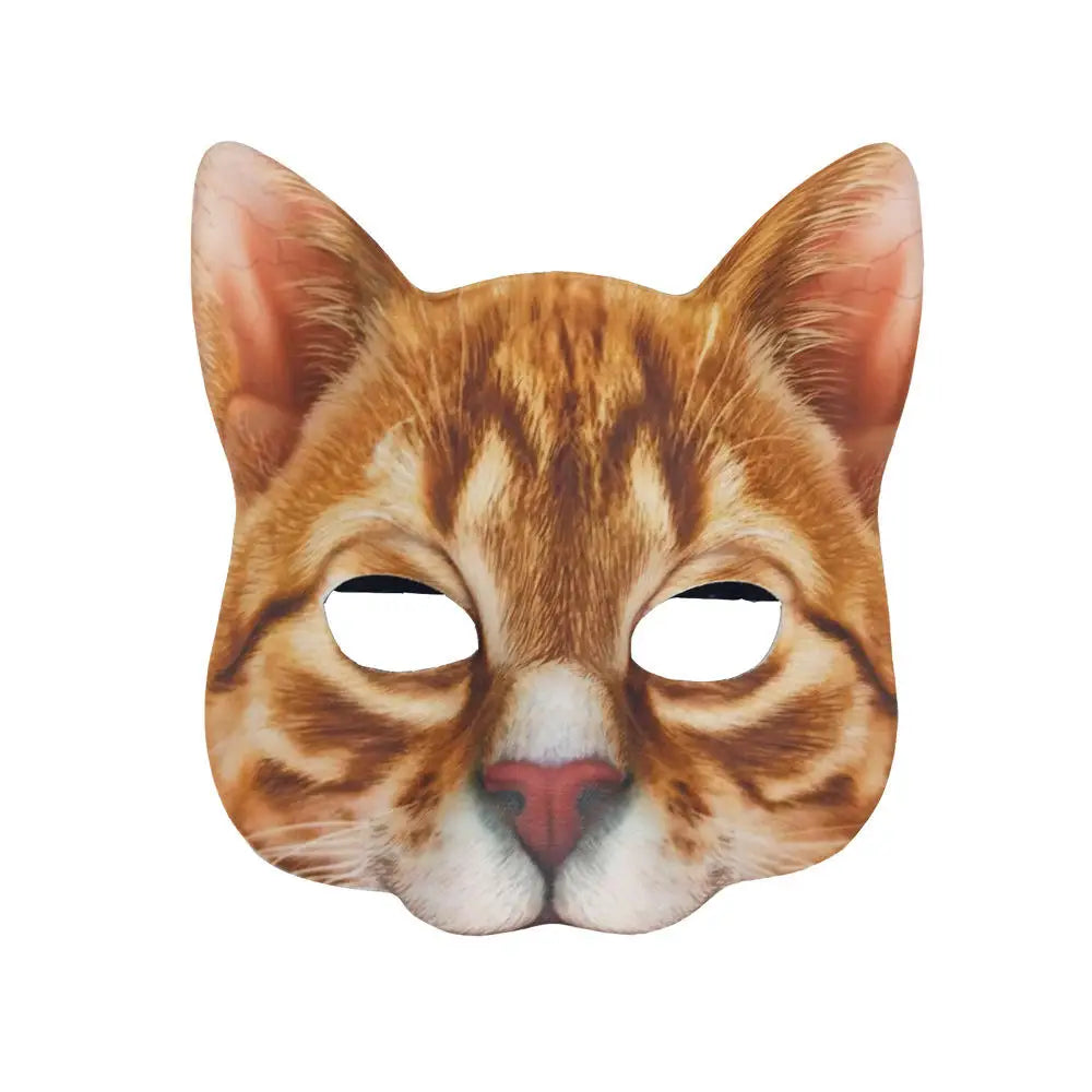 Cat Mask Halloween Half Face Lifelike Cat Mask Party Playing Costume Props Animal Party Mask Unisex Cosplay Party Props