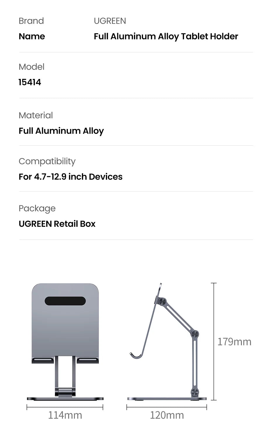 【New-in Sale】UGREEN Tablet Phone Stand Aluminum iPad Stand For iPad Pro iPhone Xiaomi Tablet Support Laptop Stand Tablet Holder