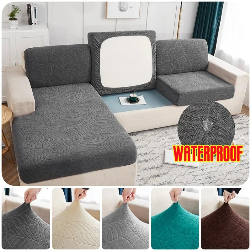 Waterproof Thick Jacquard Sofa Cushion Cover For Living Room Anti-slip Anti-dust Solid Color 1PC Elastic Sofa Cover