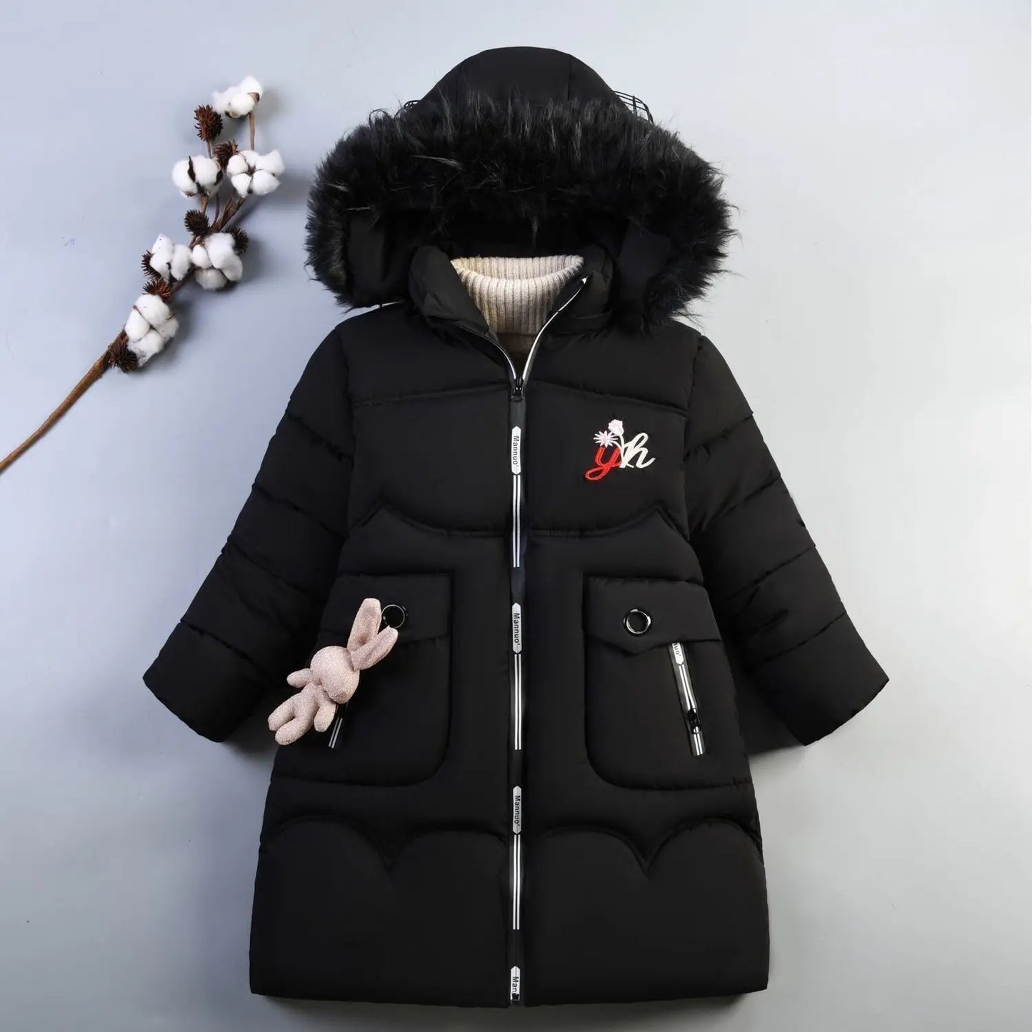 Children Down Coat Winter Teenager Thickened Hooded Cotton-padded Parka Coat Kids Warm Long Jackets Toddler Kids Outerwear