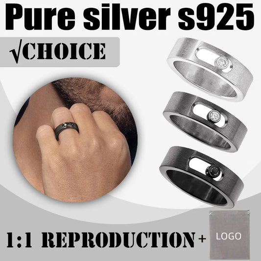 Pure silver s9252024 new Messik A MOVE TITANIUM series graphite titanium men's personalized cool style men's ring