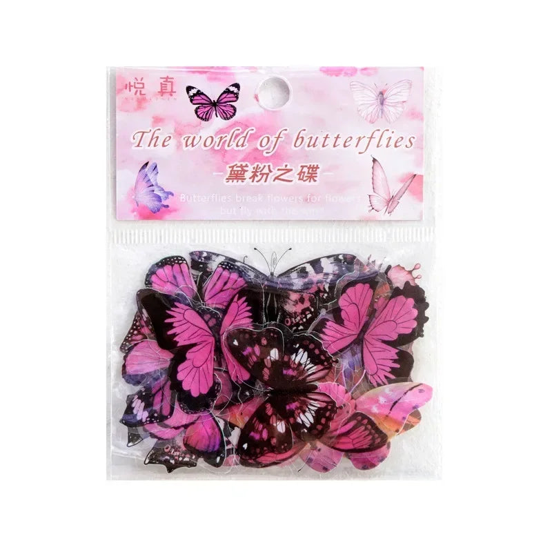 40pcs/pack Butterfly Series Stickers Art Collage Junk Journal DIY Scrapbooking PET Waterproof Craft Aesthetics Stickers