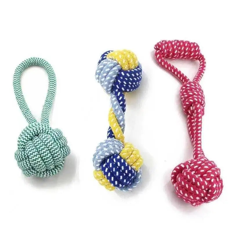 1 Piece Dog Toy Set Carrot Knot Rope Ball Cotton Rope Dumbbell Puppy Teeth Cleaning Chew Toy Durable Woven Anti-Bite Pet Supplie