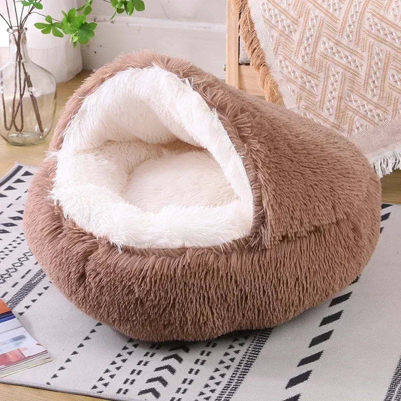 winter dog Plush Round Bed Pet Mattress Warm Soft Comfortable Basket Cat Dog Sleeping Bag Nest for Small Dogs Medium dogs cat