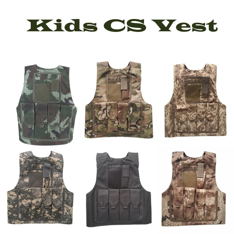 Children Combat Camouflage Vest Kids Airsoft Vests Outdoor Paintball Tactical Waistcoat CS Gear Boys Girl Sniper Army Uniform