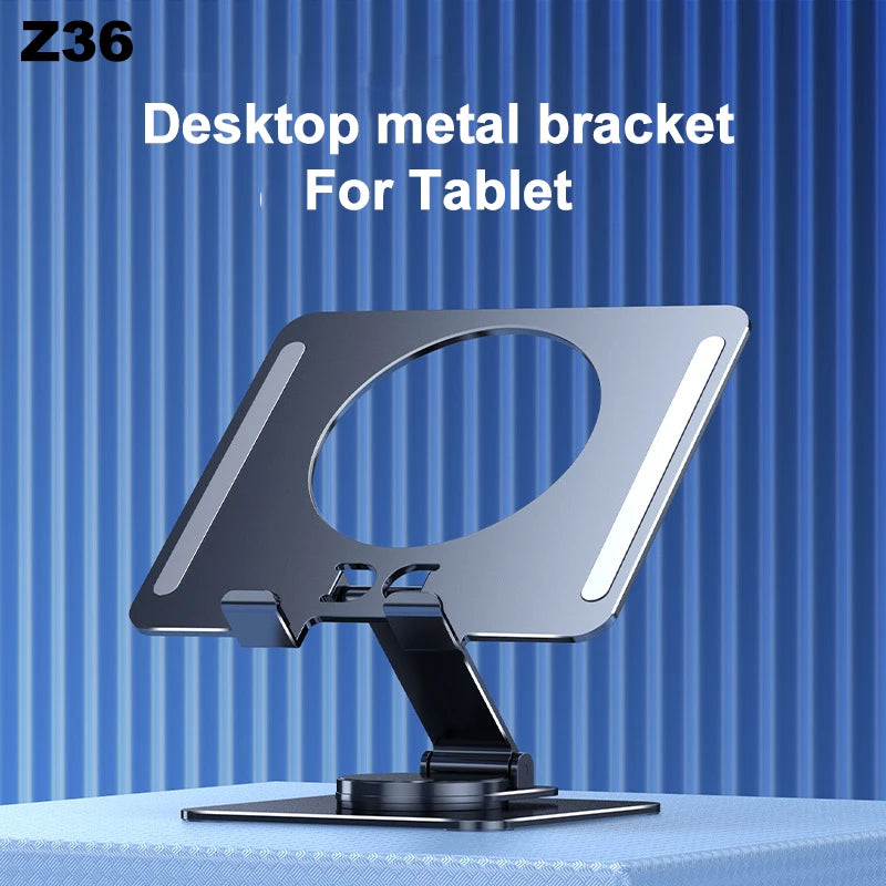 SL12/Z27 Aluminum Alloy Tablet Universal Folding Bracket Desktop Stand Z36 Rotation Base Adjustable Flat Holder for IPad Huawei