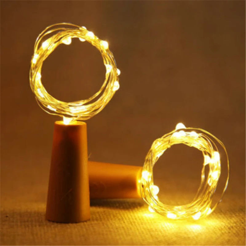 1pcs 1M 2M LED string lights Copper Silver Wire Fairy Light Garland Bottle Stopper For Glass Craft Wedding Christmas Decoration