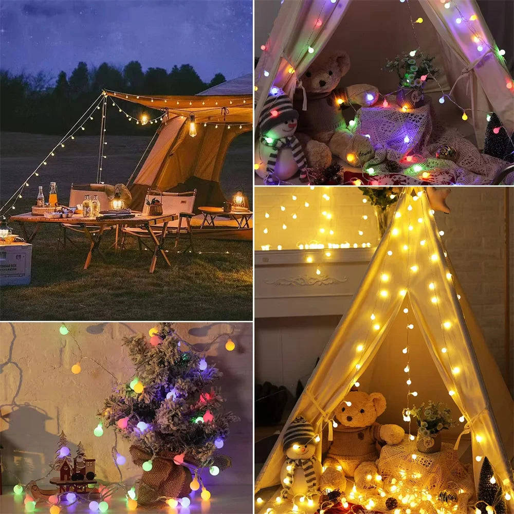 Frosted Globe Solar String Lights 100 LED IP65 Outdoor Fairy Light For Halloween Christmas 2024 Party Garden Decoration 8 Modes