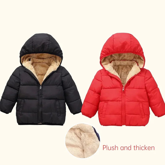 Children's Cotton Cloths Down Jacket Coat Baby Kids  Clothing Boy Girls Cashmere Winter Thick Warm Zipper Hooded Outwear