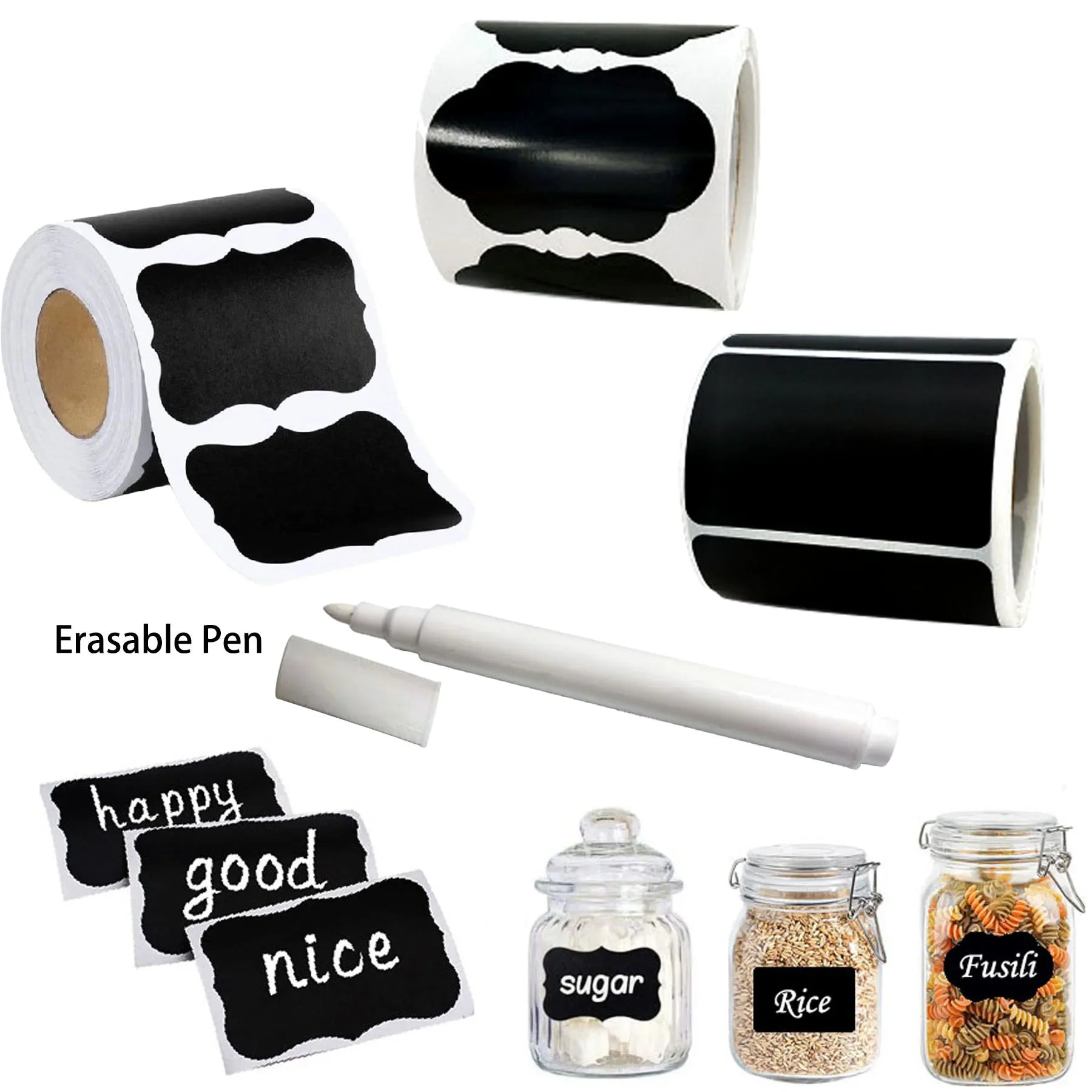 120Pcs/Roll 3 Styles Removable Blackboard Stickers Waterproof Chalkboard Labels 1.4*2.2in for Home & Kitchen