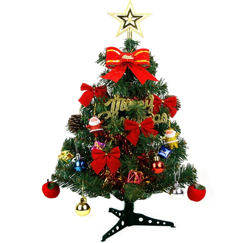 45cm Table-Top Christmas Tree,Artificial Mini Christmas Pine with Decorations Pendants,Parent-Child Interactive DIY Assembly Toy