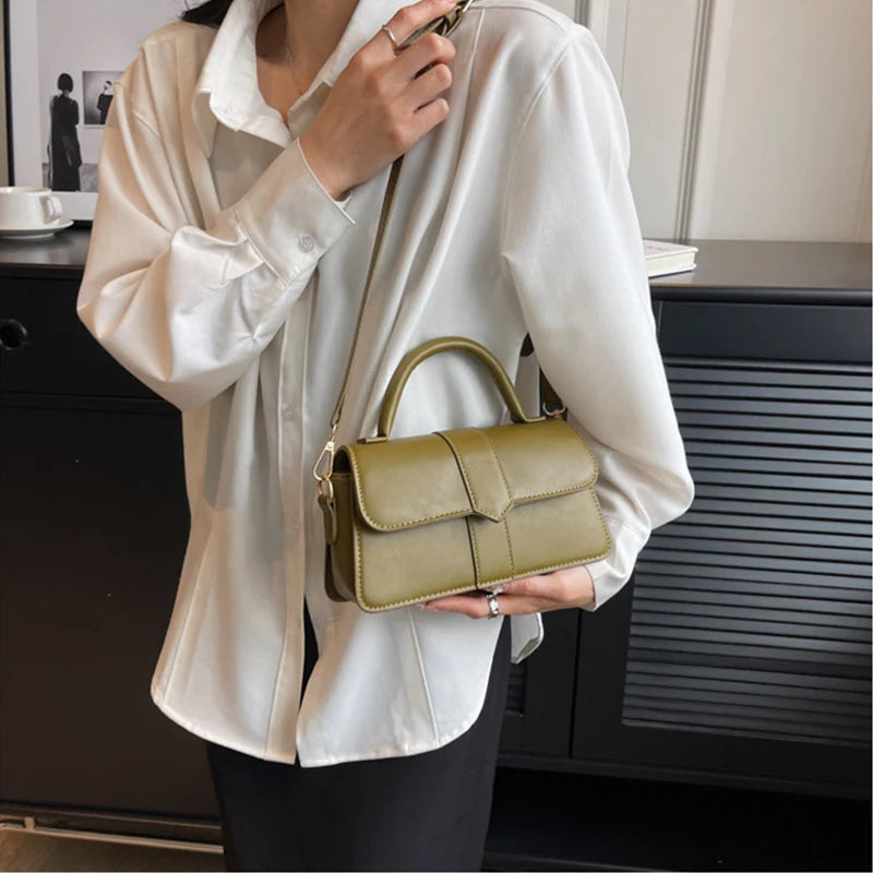 XOUHAM Pu Leather Shoulder Bag for Women Handbag Fashion Crossbody Bags Vintage Underarm Bag Female Casual Flip Square Satchel