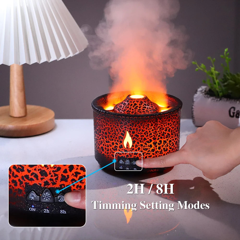 Volcano Fire Flame Air Humidifier Aroma Diffuser Essential Oil with Remote Control Jellyfish for Home Fragrance Mist Mak Smoking