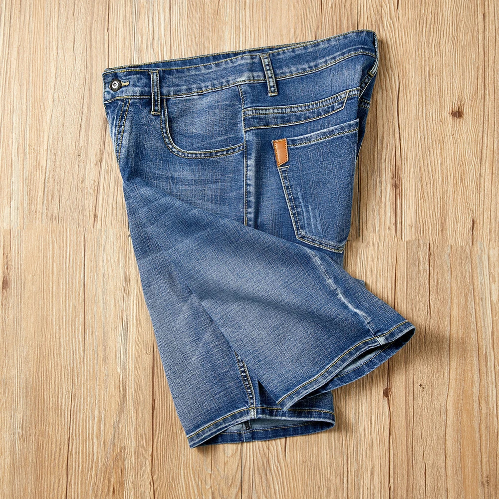 Summer Shorts Jeans Men Denim Pants Stretch Dark Blue Fashion Design Men's Jeans Slim Straight Male Short Jeans Hombre