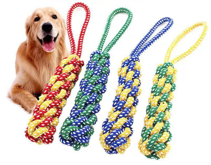 1 Piece Dog Toy Set Carrot Knot Rope Ball Cotton Rope Dumbbell Puppy Teeth Cleaning Chew Toy Durable Woven Anti-Bite Pet Supplie